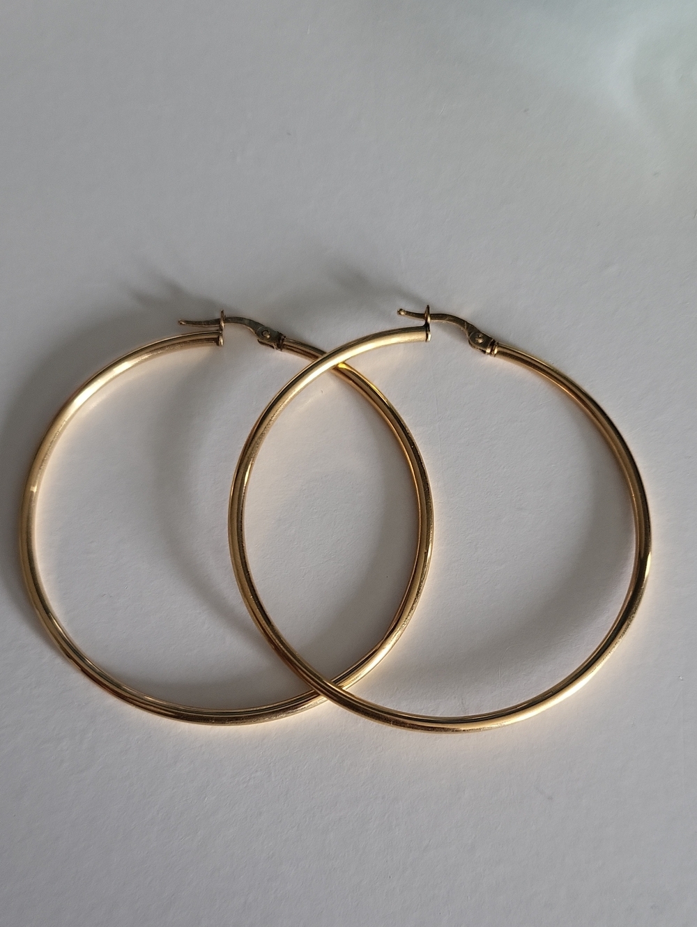 10K Yellow Gold Hoop Earrings, 50mm, Made In Italy